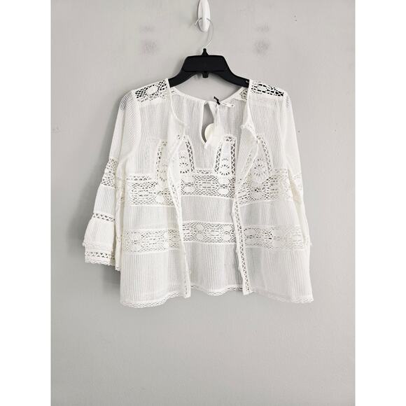 Tularosa White Button Front Crochet Top XS NWT - Picture 3 of 5